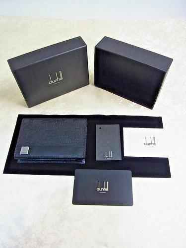 Dunhill black leather card - leather,