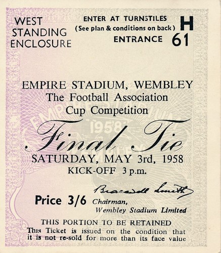 Ticket cup final 1958 - ticket:,
