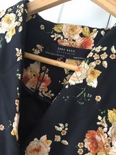 ZARA QUILTED JACKET FLORAL BLACK ORIENTAL PRINT NEW M KIMONO