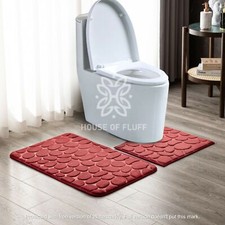 2 PIECE MEMORY FOAM BATH MAT PEDESTAL SET NON SLIP BATHROOM MAT SOFT RUG