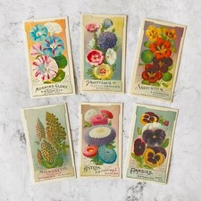 Vintage Flower Seed Packet Ephemera Card Toppers, Botanical Gift Tags Craft