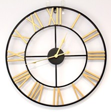 DESIGNO Gold & Black Metal Wall Clock for Living Room 50cm Designer Style Silent