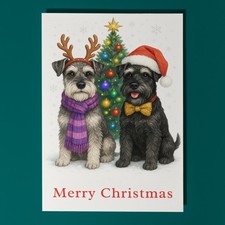 Schnauzer Dogs Duo Merry Christmas - Premium Card and Envelope Personalised card