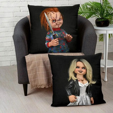 Unusual Pair of Movie Chucky & Bride Tiffany  Cushion Covers 18" x 18"