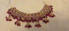 Pink purple  & silver Necklace Indian Asian Wedding Jewellery