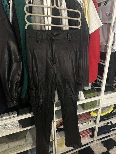 Faux leather cargo pants - leather,