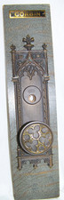 Antique 1905 Corbin Cast Bronze Gothic Door Plate AMIENS DESIGN SCHOOL, GOTHIC