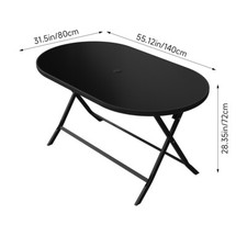 Garden Glass Bistro Dining Table Outdoor Patio Tables Metal Frame Parasol Hole