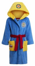 Boys Fireman Sam Dressing Gown For Kids Hooded Fleece Dress Up Plush Bath Robe