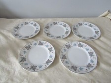 Vintage Ridgway China White Mist  Design set of 5 tea side Plates 17cm diameter