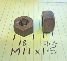 M11 x 1.5 nuts, mild steel