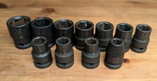 Set of 11 ½" Drive Impact Sockets 10mm to 24mm 6 Point