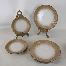 Set of 7  x DENBY Seville  Side Dinner Plates 7" 9" Diameter Brown Neutral - HTF