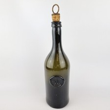 Antique 18th Century Style Green Glass Bottle With Liver? Bird Seal #3 EMPTY