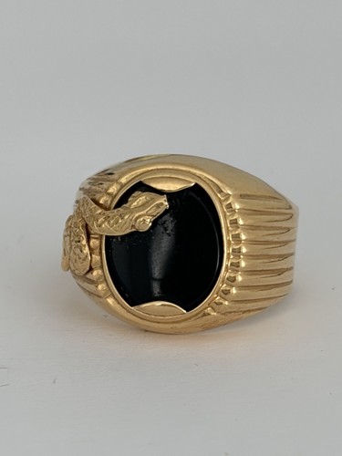 7948 yellow gold onyx snake - gold,