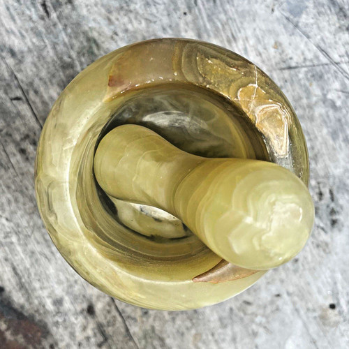 Vintage green onyx mortar - green, and