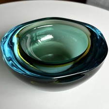 Vintage Large Murano Glass Sommerso Geode Bowl Mid Century 2.6kg
