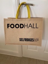 Selfridges Foodhall Jute Reusable Bag Selfridges Yellow Handles BNWT