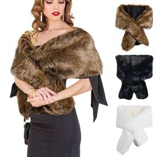 Womens Fluffy Faux Fur Shawl