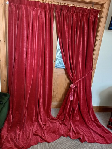 Cotton velvet curtains - cotton, red