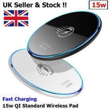 15W Mirrored Fast Wireless Charger Phone Charging Pad for Smartphones