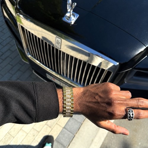 18k gold bracelet rolex style - gold,