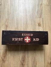 Sanoid Vintage Wooden First Aid Case Box Cabinet 1940s & Contents War Time WW2 