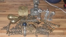 Job lot Of Antiques Silver Plated Brass Bronze Clock Parts Statues Chains