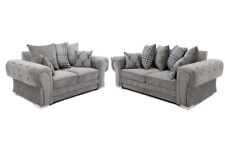 New Verona 3+2 Seater High Quality Kensington Fabric Sofa Set Grey