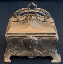 WMF Art Nouveau Jugendstil polished pewter jewel box or tea caddy German c1905