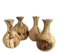 4 Wood Bud Vases Hand Turned