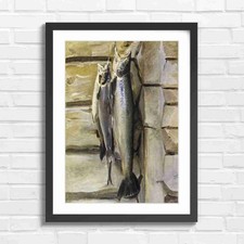 Vintage salmon fishing - vintage, art