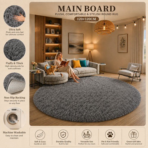 Round rugs machine washable - round,