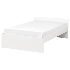 Ikea White Wooden double bed frame with mattress