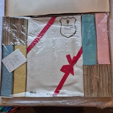 ​Vintage ETAMINE Irish Linen Damask Luncheon Set NIB - 4 Mats & 4 Napkins 1964