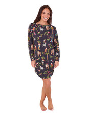 Ladies EX M&S Pure Cotton Jungle Xmas Animal Nightie Long Sleeve RRP £18