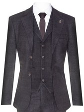 Mens Black 3 Piece Tweed Suit
