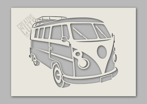 Camper van stencil retro - camper,