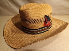 Mens Straw Hat with Decorative
