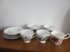  Fine Bone China Tea Cup and Saucers x 9 Assorted  5 Cups 4 Saucers Job lot