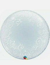  QUALATEX 24" Stylish Fancy Filigree DECO BUBBLE Clear Helium Air Balloon 