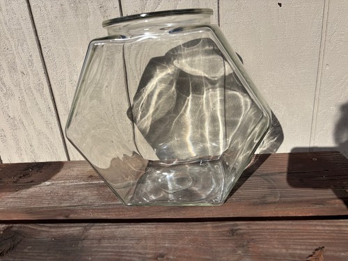 Vintage glass hexagon fish - glass,
