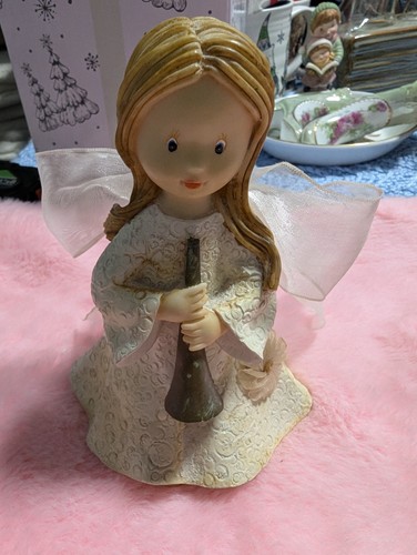 Vintage angel with flute - angel,