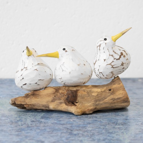 Wooden white birds - birds, tree