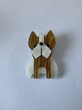 Stunning  Vintage Modern Brooch Handmade Stylish Puppy dog Bulldog Lucite Brooch