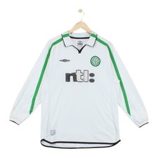 Celtic 2001-02 Football Shirt Mens Size XL White Long Sleeve Away Jersey