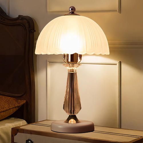 Large glass cloche table lamp - glass,