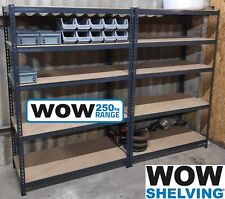 Grey Warehouse Racking Shelving Heavy Duty 250kg Storage Garage Workshop shed