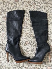 Bertie Size 6 Black Leather High Heel Boots 39 Excellent Condition Zip Up
