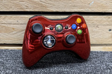 Xbox 360 Chrome Metallic Red Wireless Controller Special Edition Tested Working